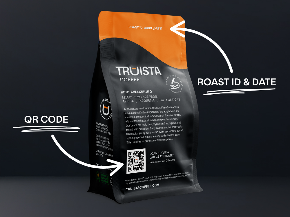 Truista Coffee. Acrylamide Free*, Organic, & Ultra Clean. Lab tested.